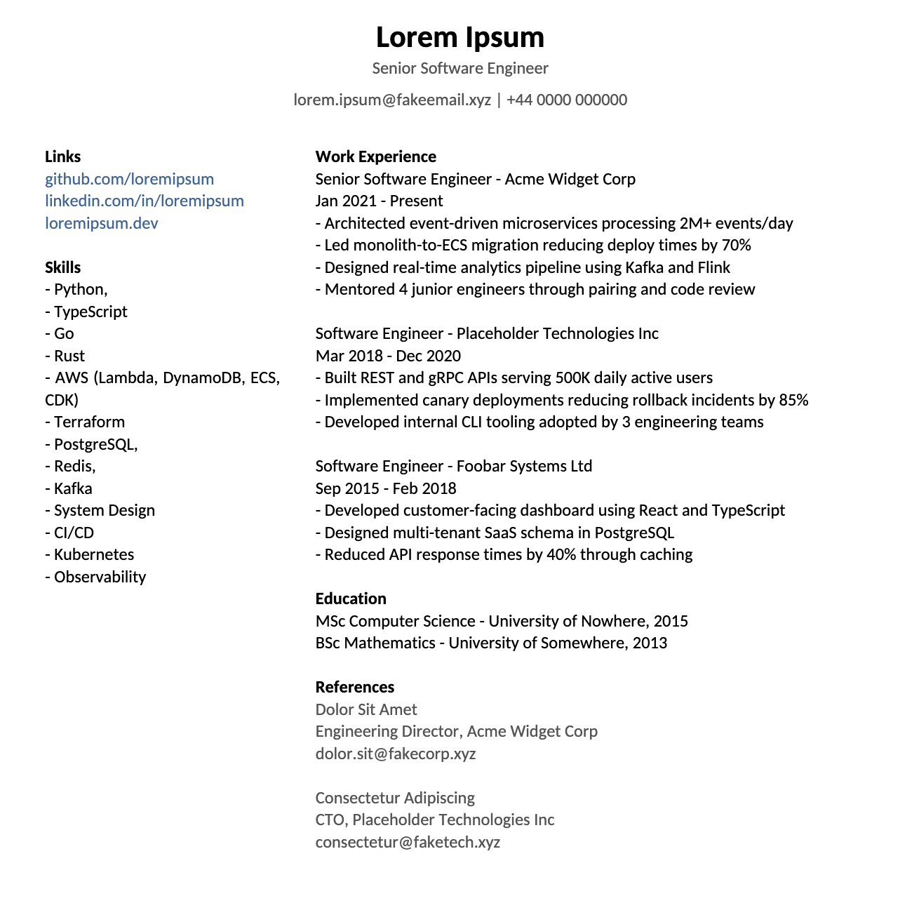 Resume PDF output